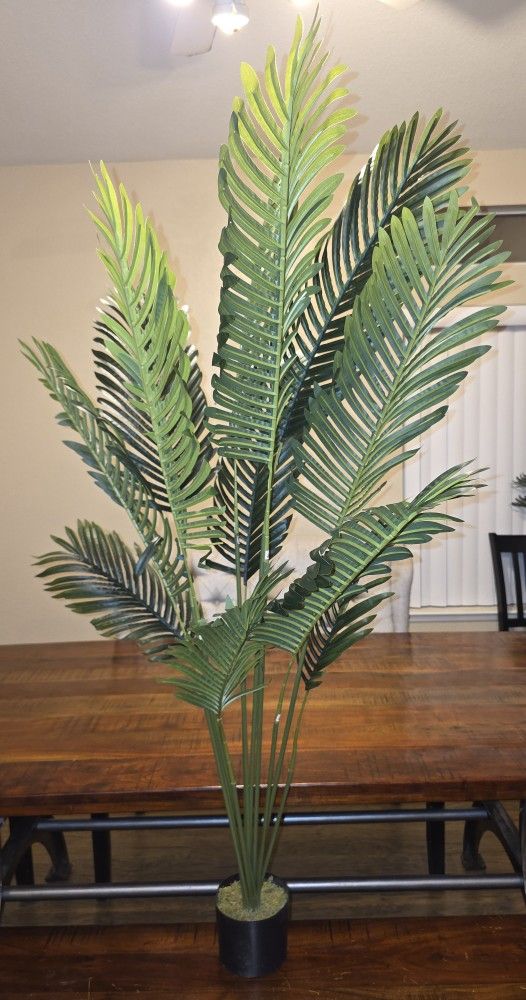 5ft 3in Tall Areca Palm Artificial Tree, Tropical Potted Plants, Real Touch Technology, with 12 Branches Perfect for Home Office Indoor