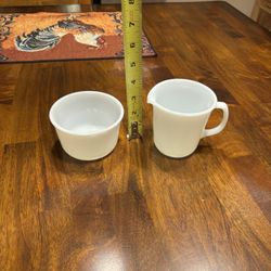 Milk Glass Ramekin and Creamer 
