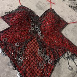 Mystic Butterfly Sequin Fringe Halter Tops