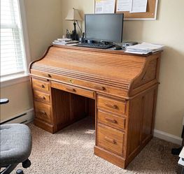 Vintage Winters Only  solid oak roll top desk