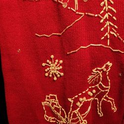  Vintage Christmas Sweater With Pearl Detail