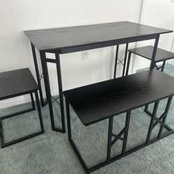 Family Dining table with two chairs and a bench