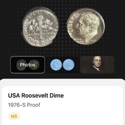 MS 1976-S Proof - USA Roosevelt Dime