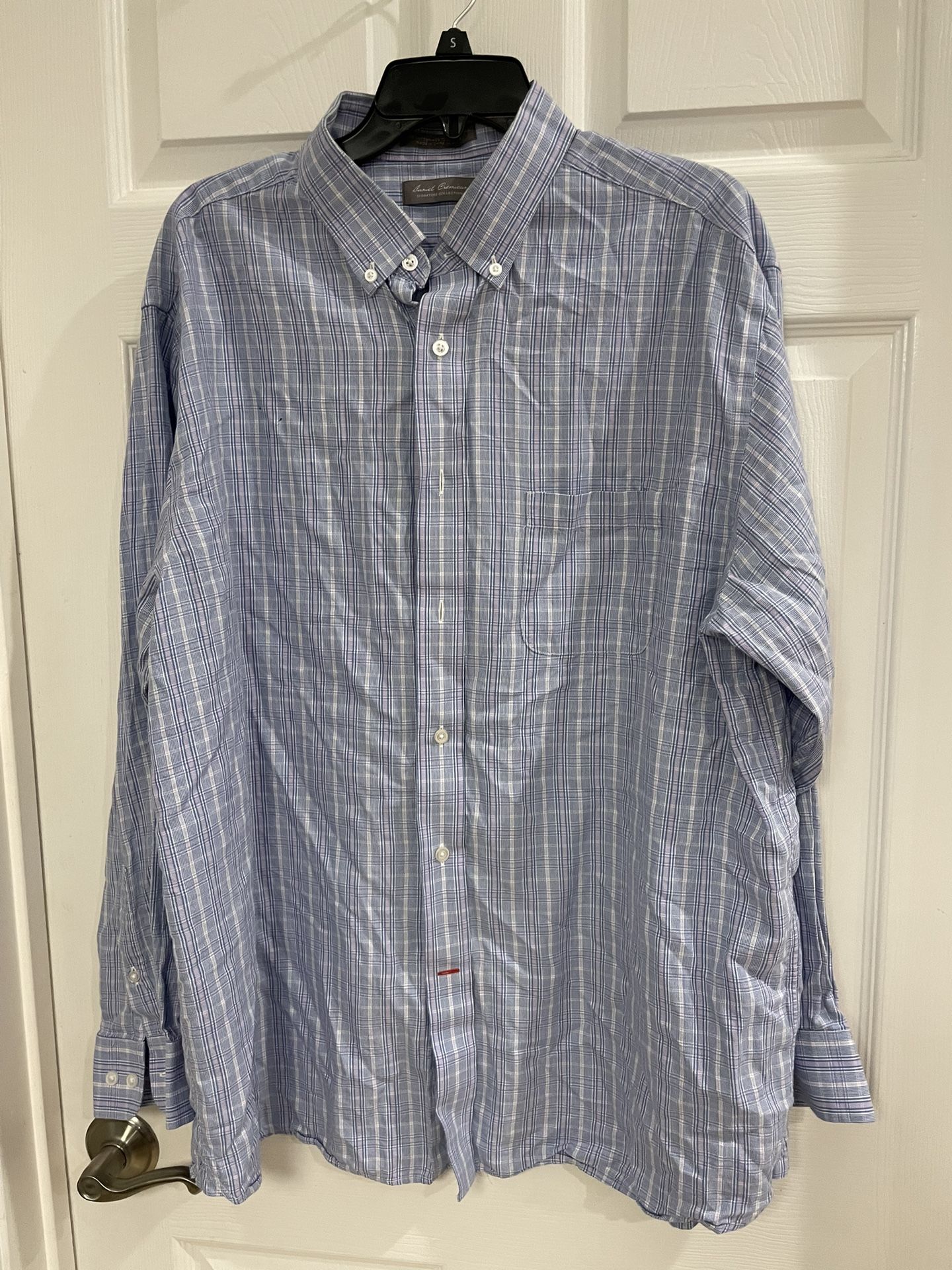 Daniel Cremieux Signature Collection Blue Plaid Dress Shirt, Size XL