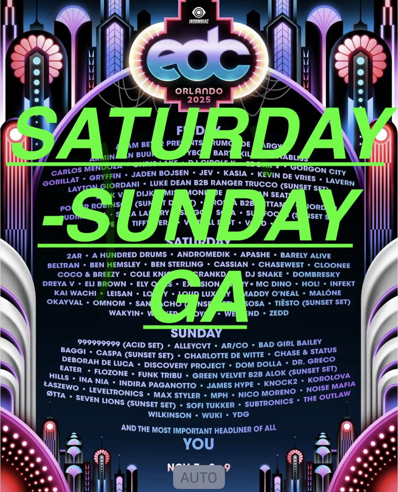 EDC Orlando 2025 (** SATURDAY/ SUNDAY GA ONLY**)
