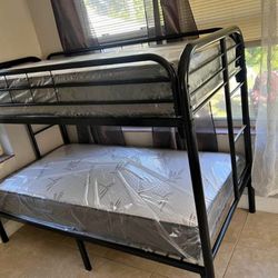 NEW BUNK BED WITH MATTRESSES CAMAROTE NUEVO TWIN OVER TWIN BUNK METAL BED FRAME 