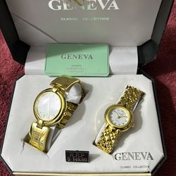 GENEVA (NOT REAL GOLD ) WATCH SET