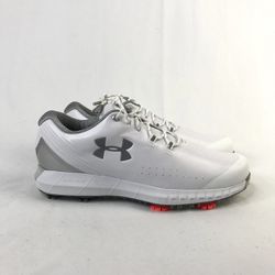 New Under Armour Men's HOVR Drive Spiked Golf Shoes White/Metallic Silver Size 8 New without box