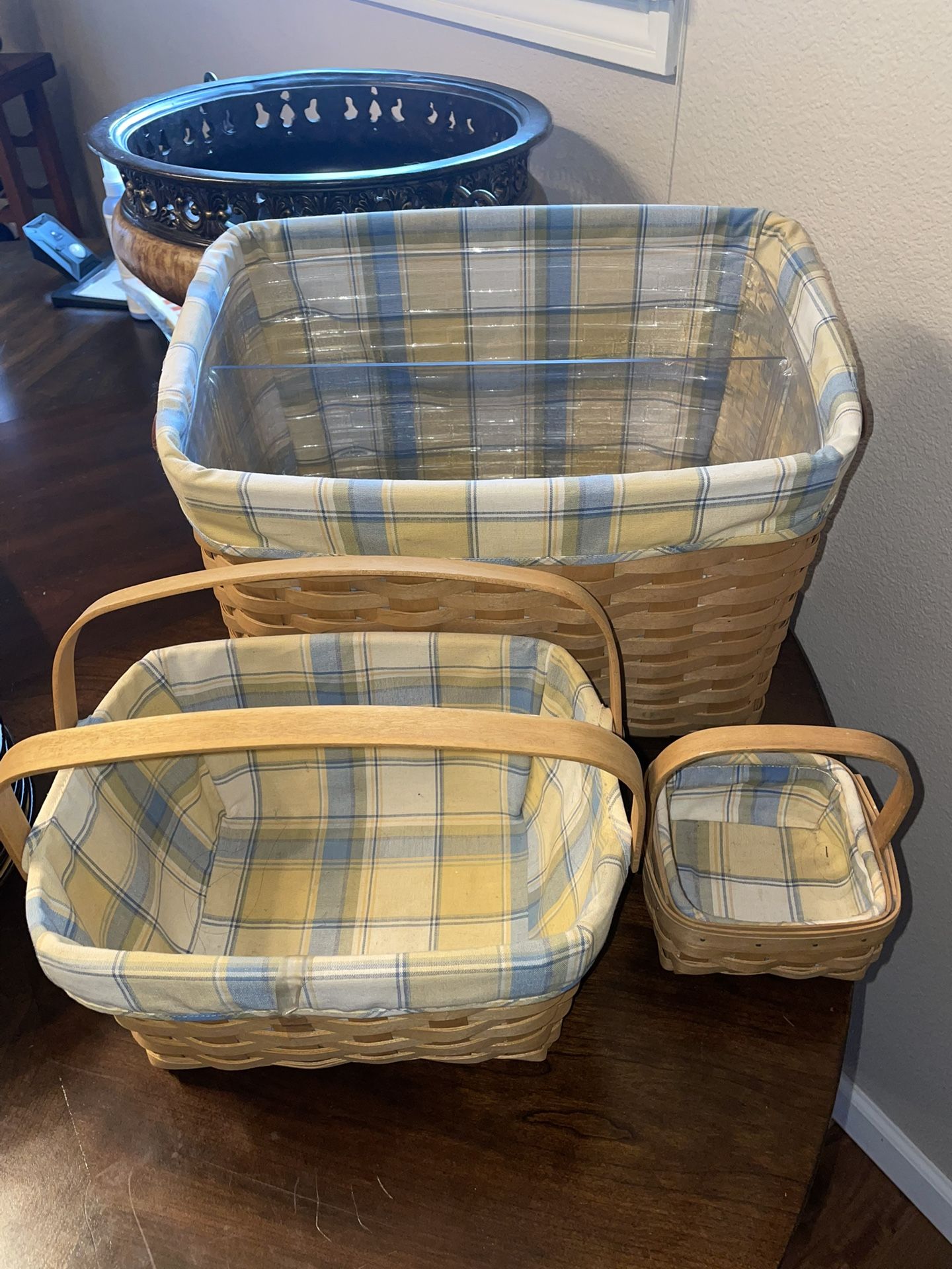 Longaberger Set Of Baskets 2004 Set Original Lining