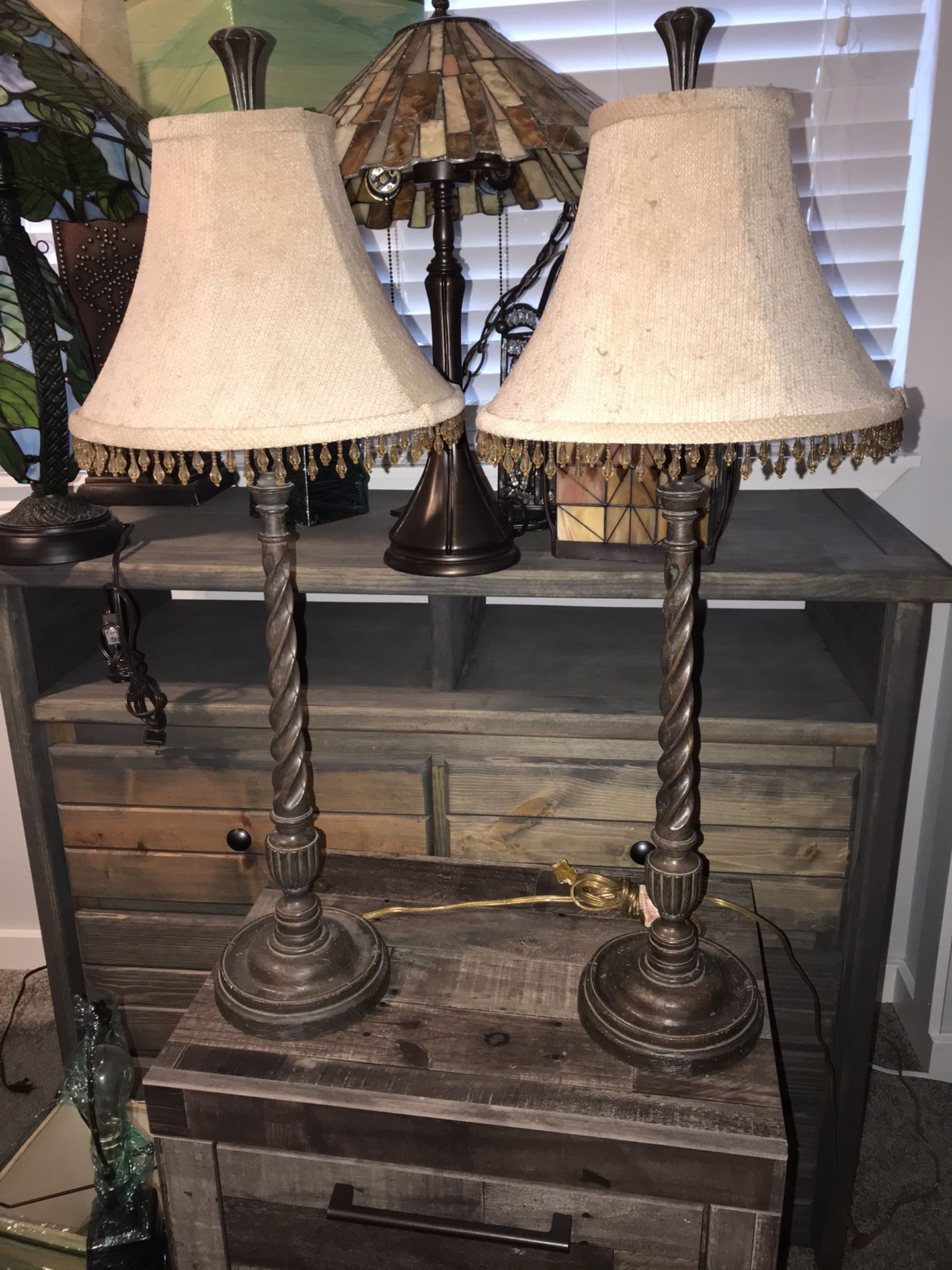 Matching beaded lamp set