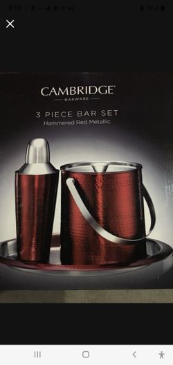 New Cambridge red 3pc barware set