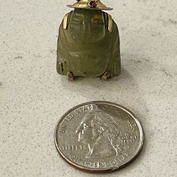 14k Gold and Jade Buddha Pendant