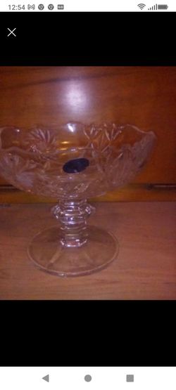 Beautiful hand Cut  Antique, Crystal From Poland On Wonderful Stem. Never Used. 