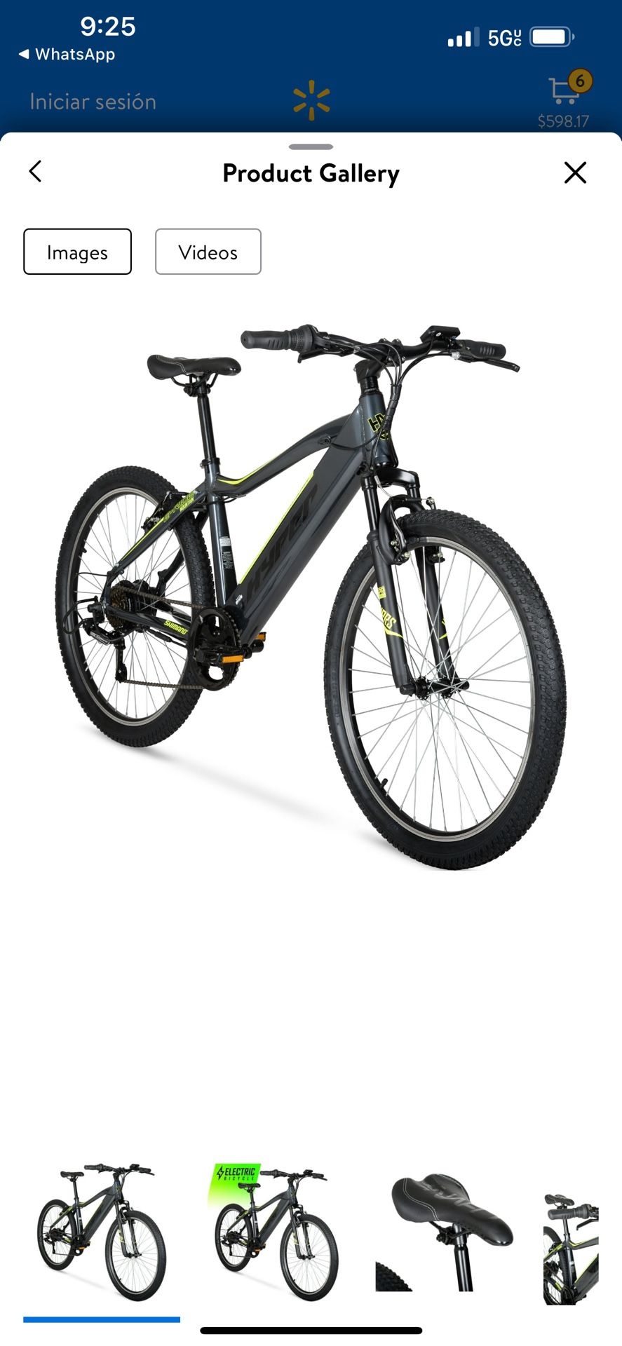 Hyper Bicycles 26" 36V Electric Mountain Bike for Adults, Pedal-Assist, 250W E-Bike Motor, Black $450  eléctrica nueva