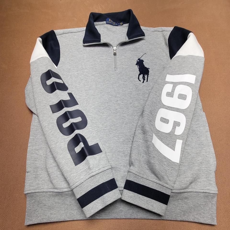 Polo Ralph Lauren Men's Grey and Navy Sweatshirt
