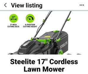 Steelite 17" Cordless Lawn Mower, 2x21V Battery Powered Walk-Behind Push Mowers,Electric Lawn Mowers with Brushless Motor, 2-in-1 Mulching & Bagging,6