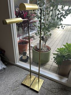 Rare Vintage Mid Century Brass Koch + Lowy Floor Lamps Space Age DWR Cb2 Flos 