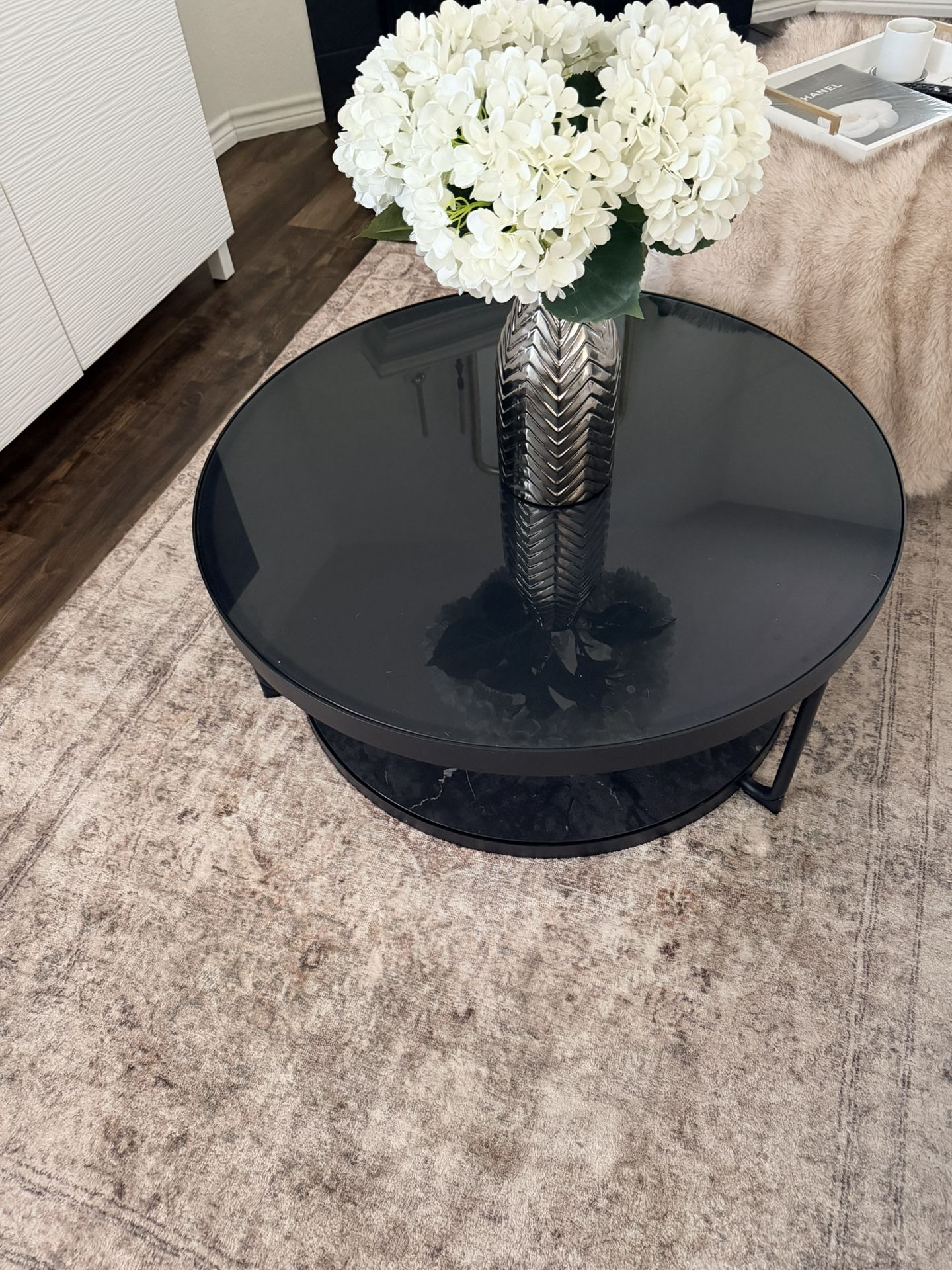 Black Round Glass Coffee Table