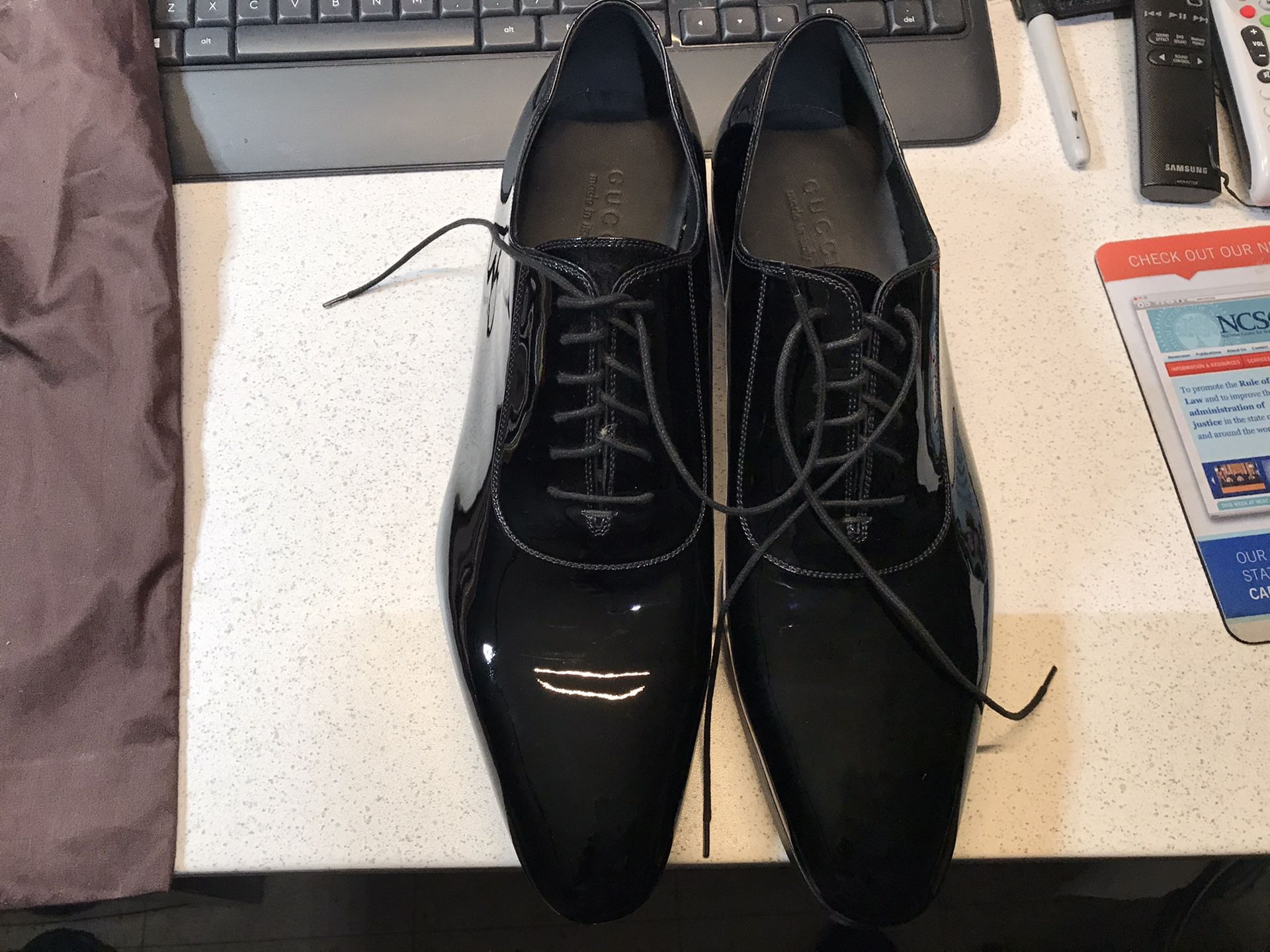 Gucci Patent Leather Lace -Up Shoes Size 12.5