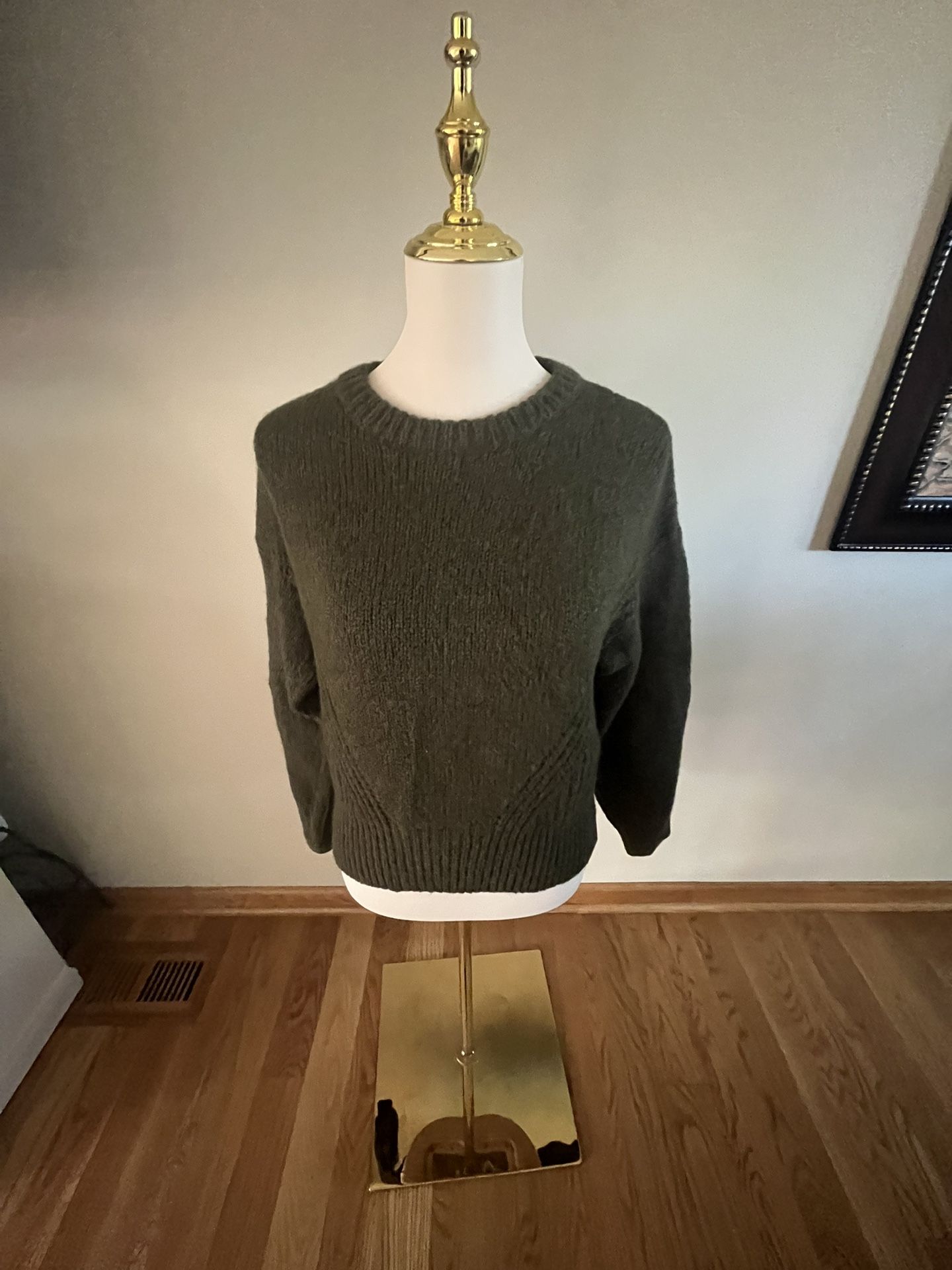 Madewell Wool-Blend Wedge Sweater Green, Black Womans Med 