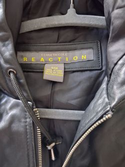 Kenneth Cole Reaction Black Leather Jacket Size S