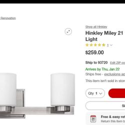 Hinkley Miley 21.5-in 3 Light Brushed Nickel Bathroom Vanity light