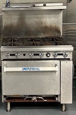 Imperial 5-Burner Commercial Gas Range with Oven – Fully Working