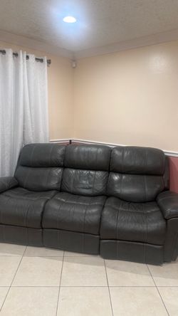 Grey leather couch