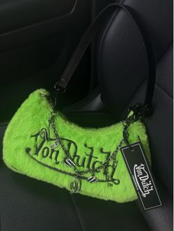 VON DUTCH GREEN FUR BAG