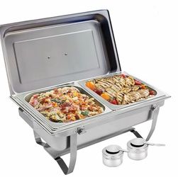 Stainless steel 2-section chafing dish, new