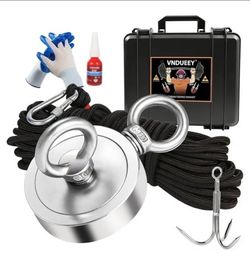 Magnet Kit, Magnet Fshing Kit-Includes Grappling Hook, Heavy Duty 65FT Rope, Gloves & Locking Carabiner