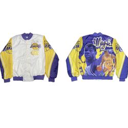 Vintage 80’s Chalkline Fanimation NBA LA Lakers Magic Johnson Bomber Jacket