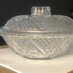 Candy Dishes (2) “Hearts” Glass,  7” Covered