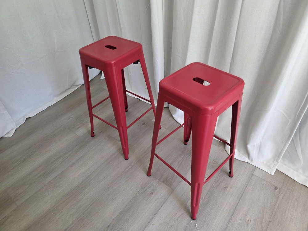 Red Metal Bar Stools
