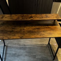 Brown Wooden Office Desk Double Decker (MOVING OUT SALE)