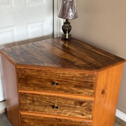 Solid Wood Corner Dresser – Custom 3-Drawer Storage Piece