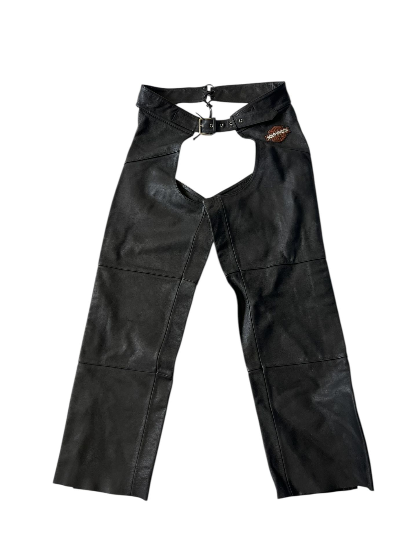 Harley-Davidson ブラックレザー チャップス Harley Davidson Men Motorcycle Riding Chaps XL Black Leather