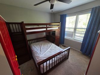 Wood Twin over Full Bunk Bed with Stairs