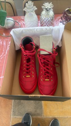 Red Jimmy Choo Basketball Tennis Shoes 