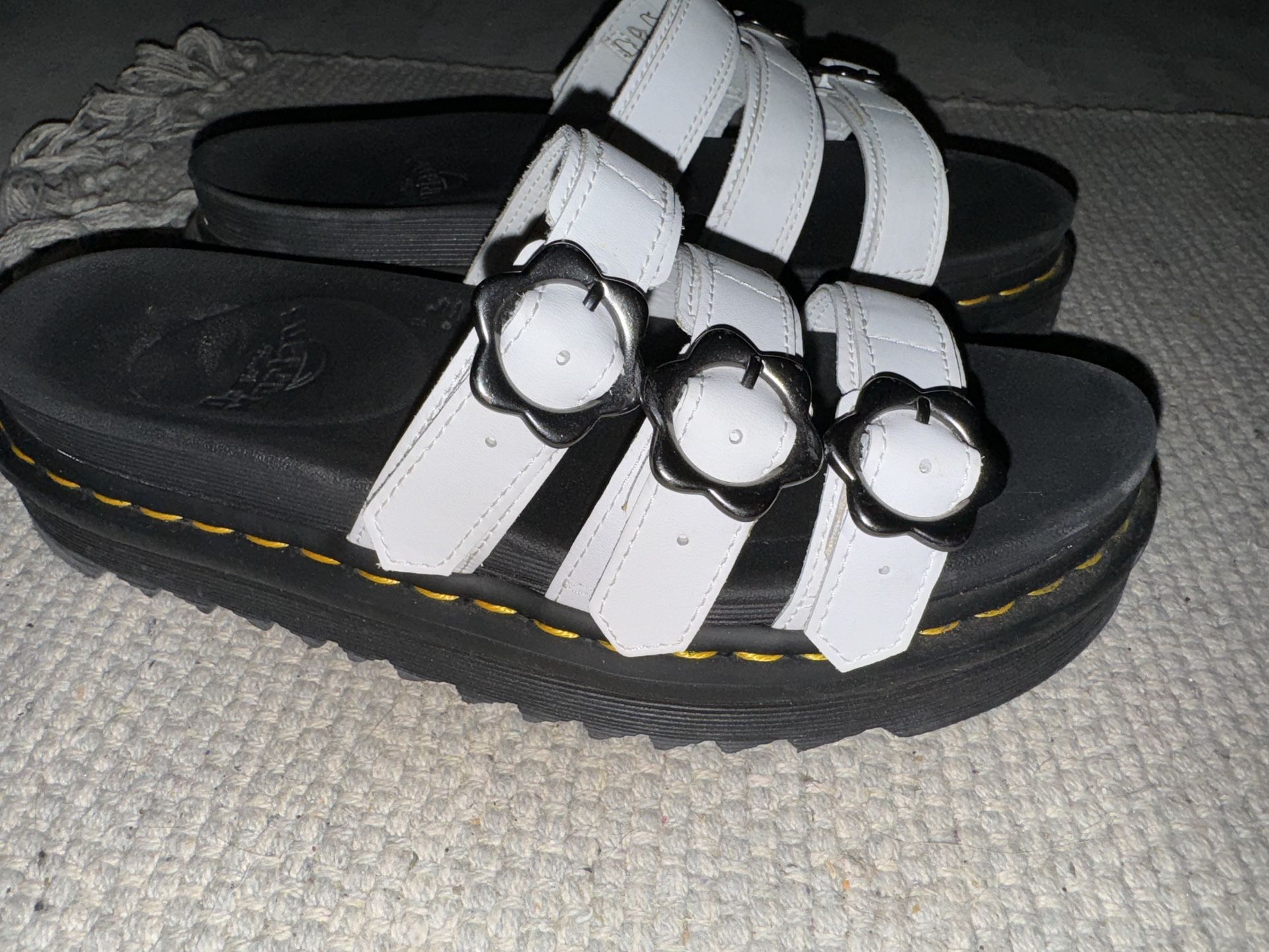 Martens Blaire Slide Flower Buckle Detail Platform Sandals