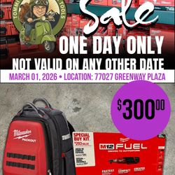ONE DAY ONLY: Milwaukee PACKOUT Ultimate Jobsite Backpack & M12 FUEL 3/8" Ratchet Kit