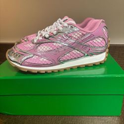 Pink And Silver Bottega Sneaker