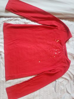 Girls Size 7 Red Long Sleeved Top