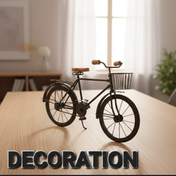 DECORATION

Fancy Metal and Wood DECORATIVE BICYCLE With Basket and Wood Seat Beautiful 18.75" X 9" Inches Nice!