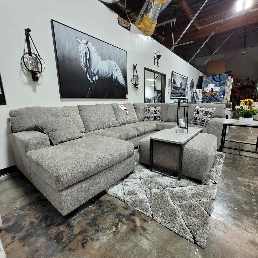 Easy Financing Available, 3 Pcs Sectional, LAF Chaise, Platinum Color, SKU#1080702L