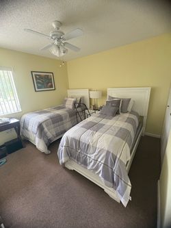 Bedroom set all white wood nightstands