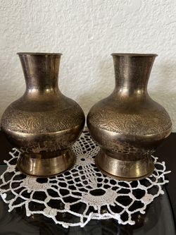 Set Of Two Mini Brass Vases