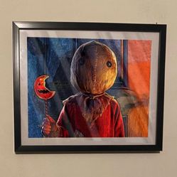 Trick or treat custom art piece on black frame