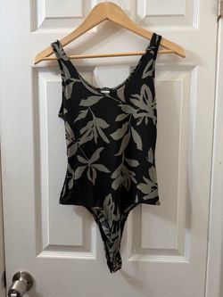 PaperMoon Black Tropical Leaf Print Bodysuit