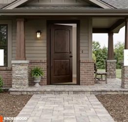 🆕 36in.x80 in.Rustic Knotty Alder 2-Panel Arch Top Right-Hand/Inswing Door